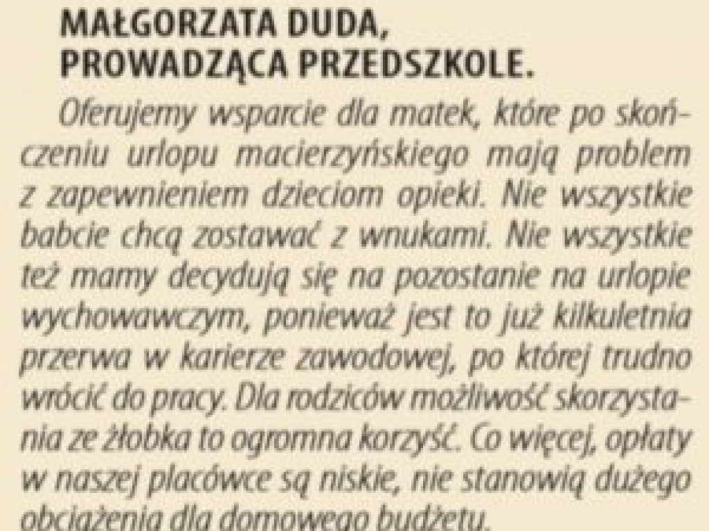 Dzięki żłobkowi mama wraca do pracy