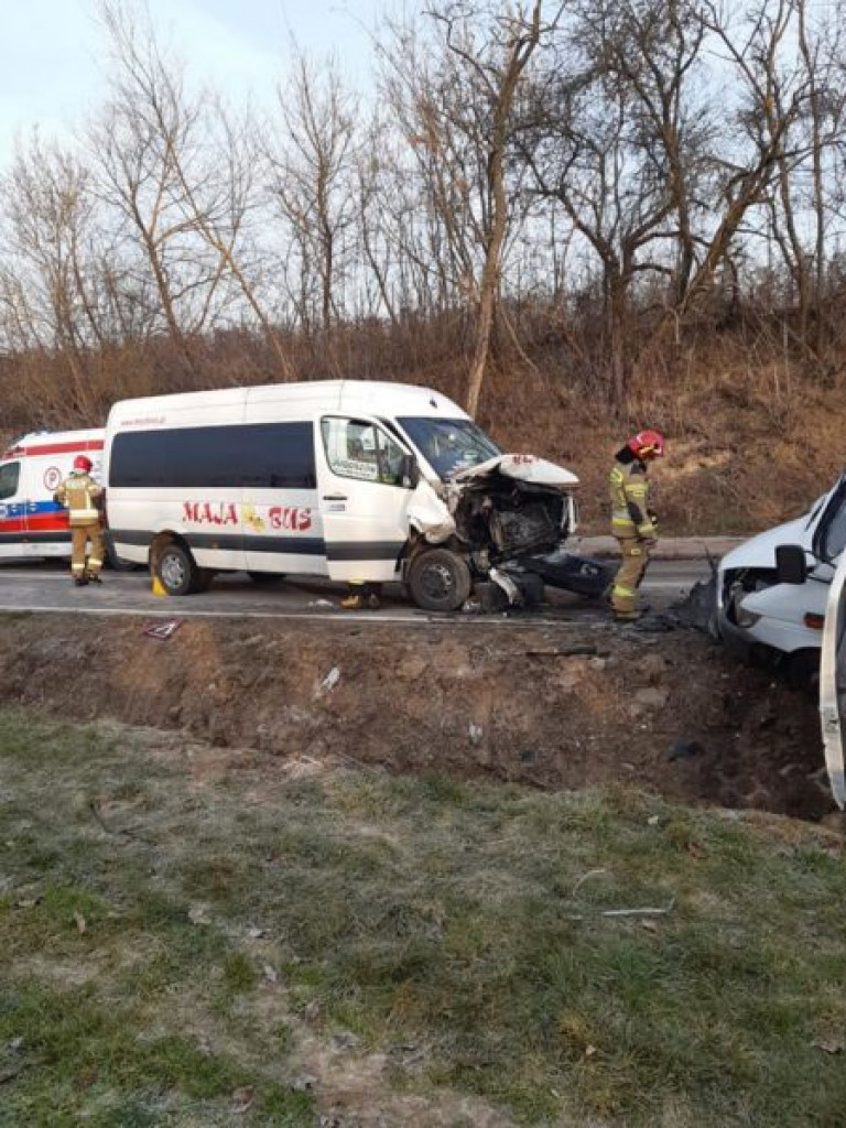 Zderzenie dwóch busów na oblodzonej drodze. 7 rannych osób! [zdjęcia]