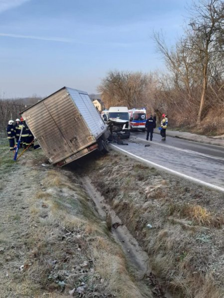 Zderzenie dwóch busów na oblodzonej drodze. 7 rannych osób! [zdjęcia]