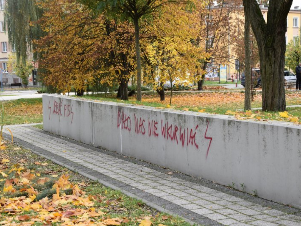 Nowa Dęba. Akty wandalizmu - zniszczone pomniki, pomalowane przedszkole, bloki [zdjęcia]