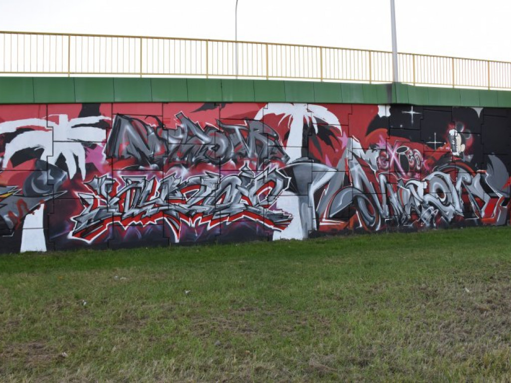Tarnobrzeg. Na wiadukcie pojawiły się graffiti. Jest Bartosz Głowacki, górnik, zamek [zdjęcia]