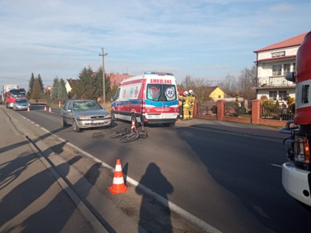Potrącona rowerzystka w Woli Baranowskiej [wideo][zdjęcia]