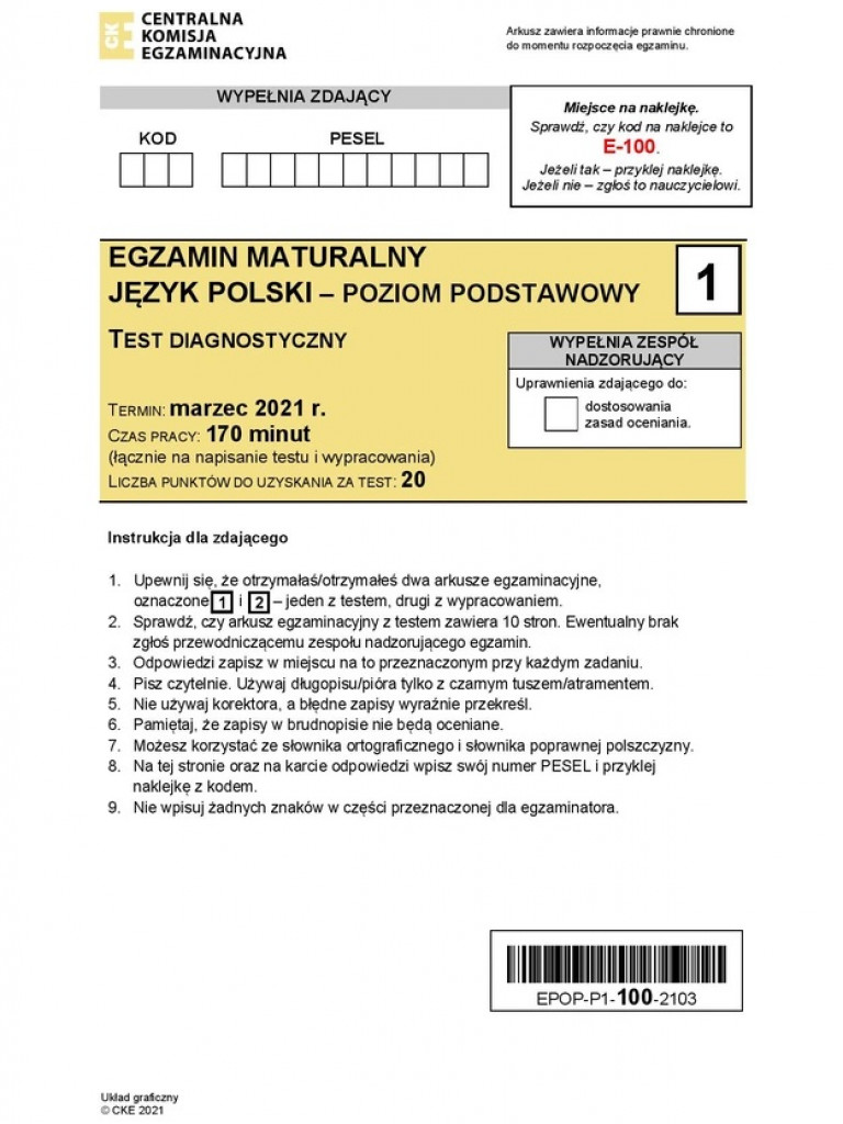 Matura próbna 2021 - arkusze egzaminacyjne z języka polskiego