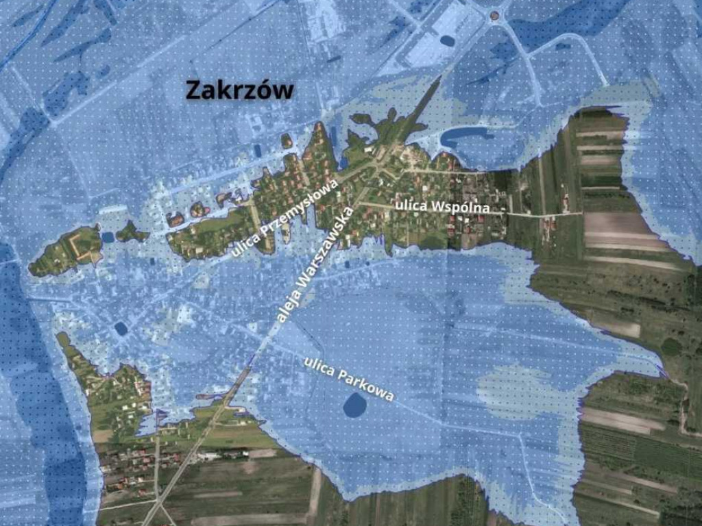 Zobacz mapy terenów zalewowych w Tarnobrzegu. Osiedla Dzików, Wielowieś, Sobów, Zakrzów, Sielec