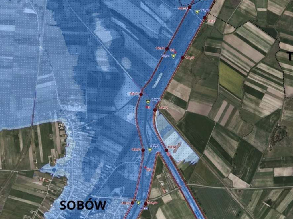 Zobacz mapy terenów zalewowych w Tarnobrzegu. Osiedla Dzików, Wielowieś, Sobów, Zakrzów, Sielec