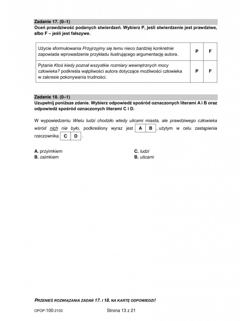 Próbny egzamin ósmoklasisty 2021 - arkusze z języka polskiego