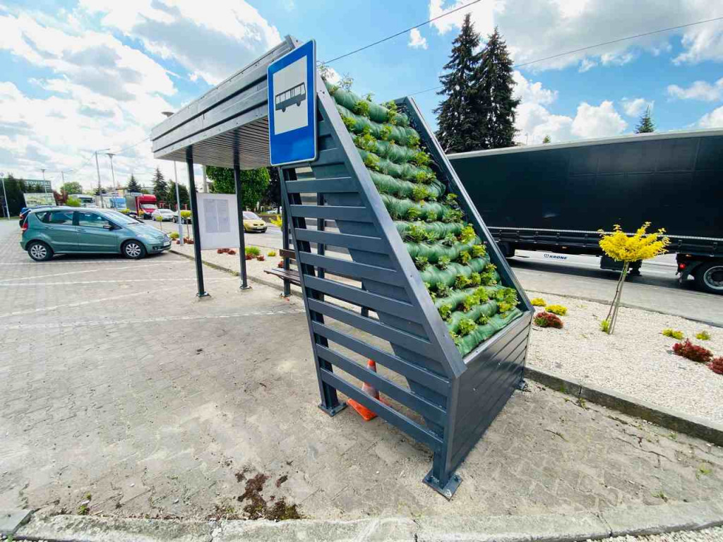 Opatów. Przy starostwie powiatowym stanął pierwszy zielony przystanek [zdjęcia]