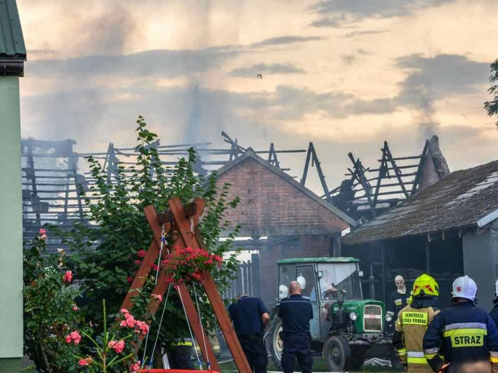 Gm. Gorzyce. 5 zastępów straży gasiło pożar w Orliskach. Budynek gospodarczy spłonął doszczętnie [zdjęcia]