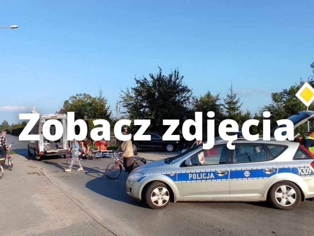 Potrącenie rowerzysty w Tarnobrzegu. Mężczyznę z urazem głowy zabrała karetka [zdjęcia]