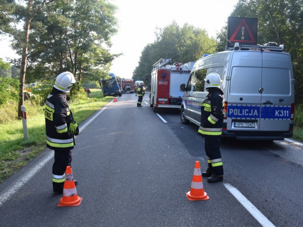Śmiertelny wypadek na drodze Tarnobrzeg - Mielec. Tir potrącił kobietę [zdjęcia]