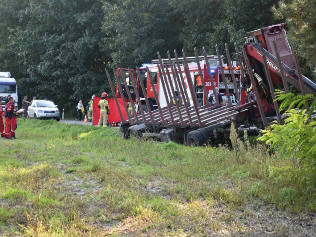 Śmiertelny wypadek na drodze Tarnobrzeg - Mielec. Tir potrącił kobietę [zdjęcia]