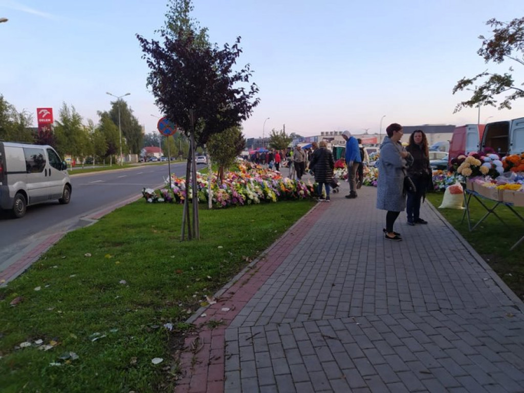 Na targu w Tarnobrzegu można już kupić znicze, chryzantemy i wiązanki. Miesiąc przed Świętem Zmarłych! [zdjęcia]
