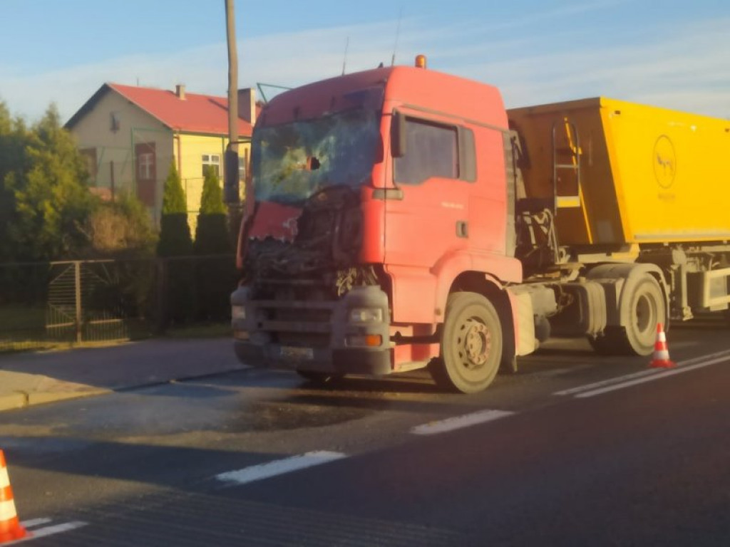 Tir zderzył się z betoniarką w Nowej Dębie. Korki na drodze krajowej [zdjęcia]