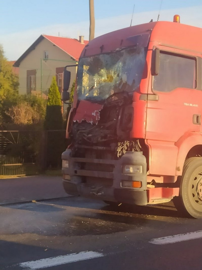 Tir zderzył się z betoniarką w Nowej Dębie. Korki na drodze krajowej [zdjęcia]