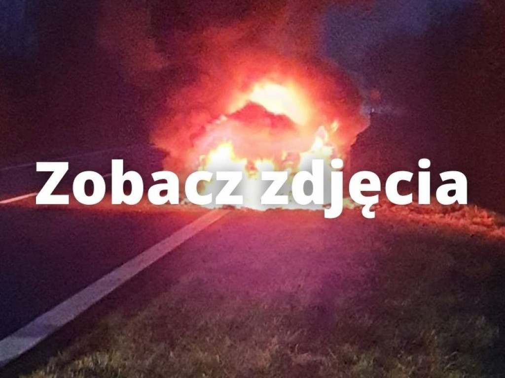 Samochód nauki jazdy zapalił się na drodze relacji Tarnobrzeg - Mielec! [zdjęcia]