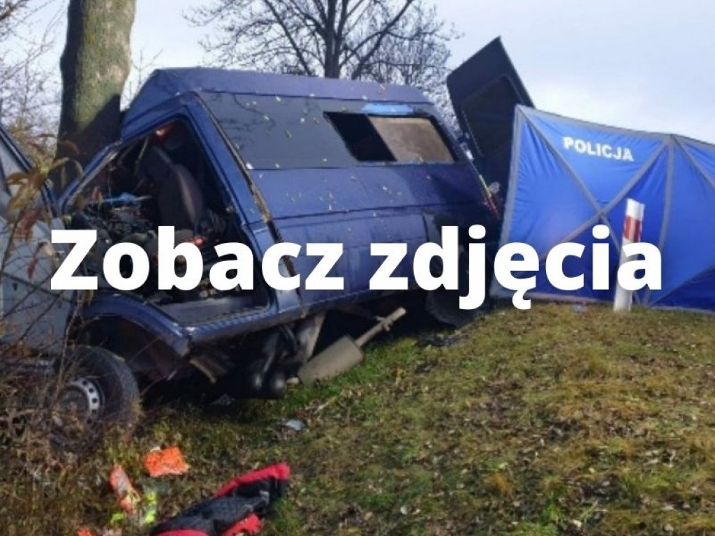 Tragedia w Chańczy. Bus z dużą siłą uderzył w drzewo. Nie żyją dwie osoby [aktualizacja][zdjęcia]