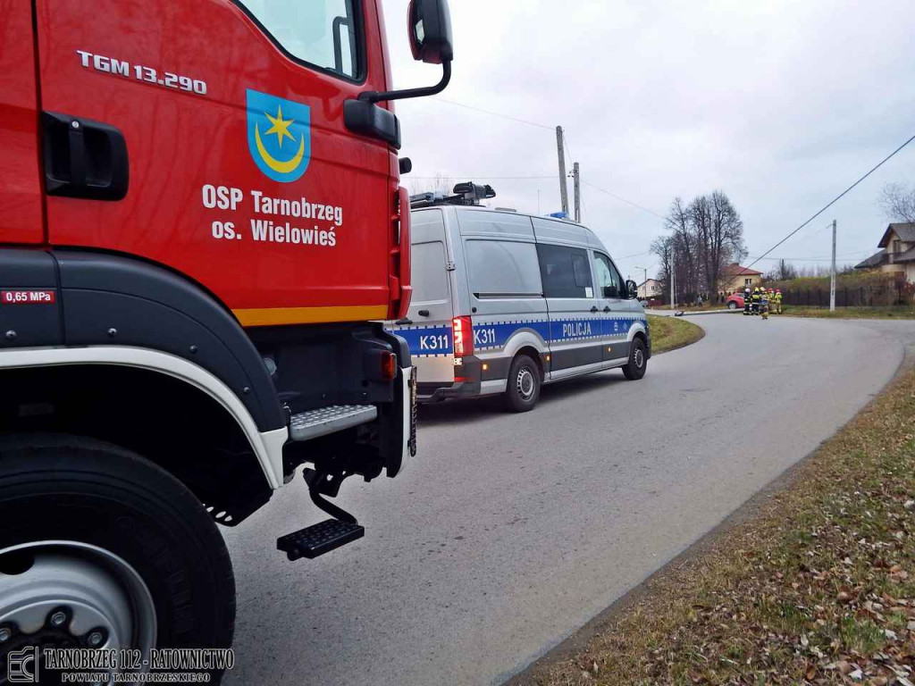 Pijany kierowca staranował przydrożny słup na tarnobrzeskim osiedlu Wielowieś [zdjęcia]