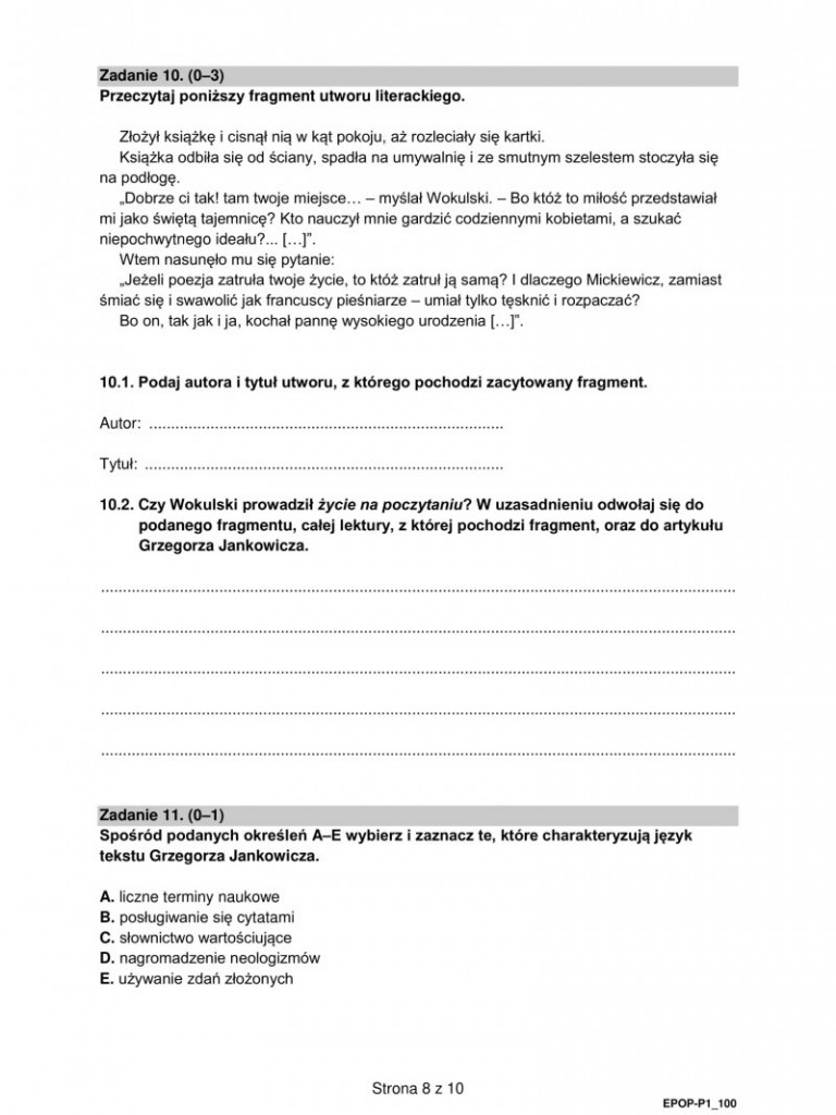 Matura 2022. Arkusz egzaminacyjny z języka polskiego