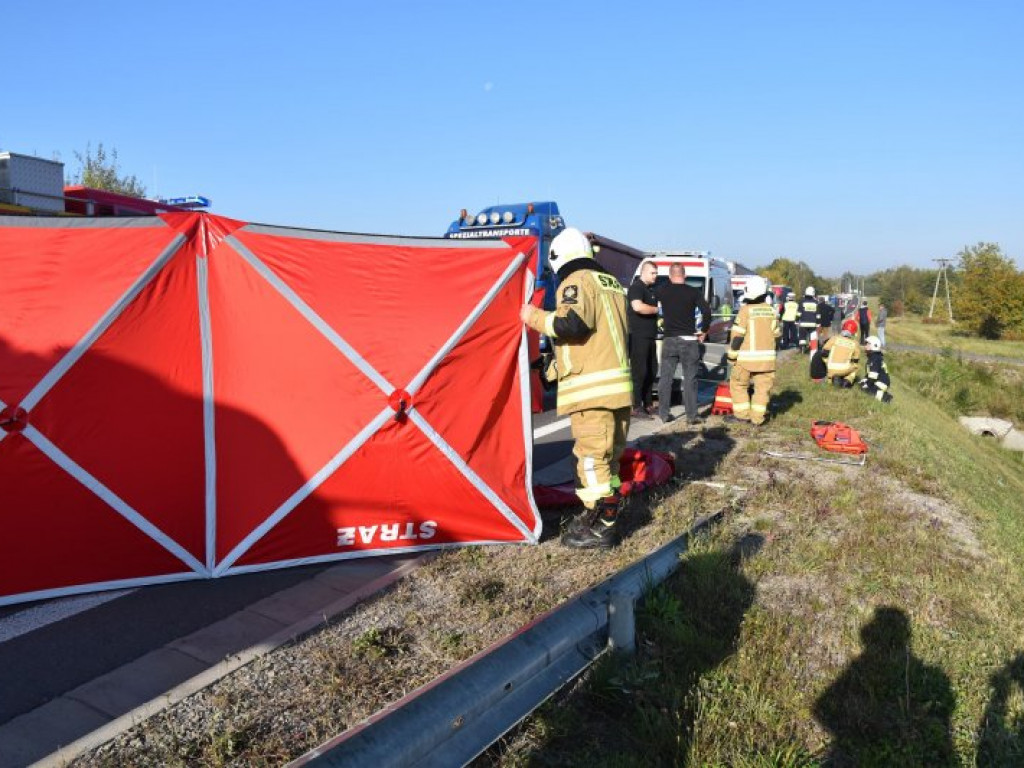 Wypadek na wiadukcie w Chmielowie. Droga krajowa nr 9 zablokowana [zdjęcia]