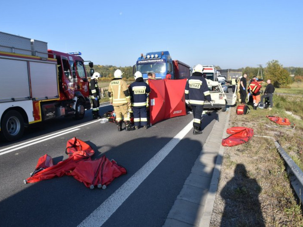 Wypadek na wiadukcie w Chmielowie. Droga krajowa nr 9 zablokowana [zdjęcia]