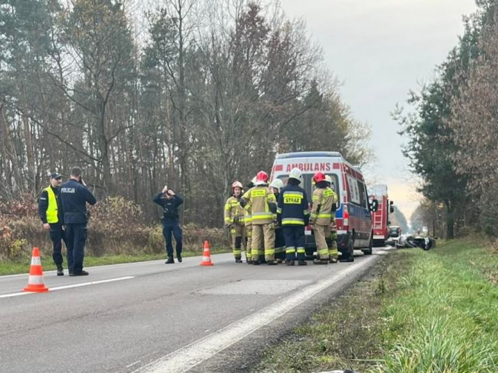 Motocyklista zderzył się z sarną. Wypadek na drodze wojewódzkiej w gminie Baranów Sandomierski! [zdjęcia]