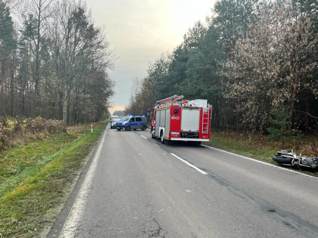 Motocyklista zderzył się z sarną. Wypadek na drodze wojewódzkiej w gminie Baranów Sandomierski! [zdjęcia]