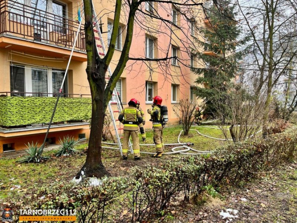 Pożar na balkonie w jednym z bloków w Tarnobrzegu [zdjęcia]