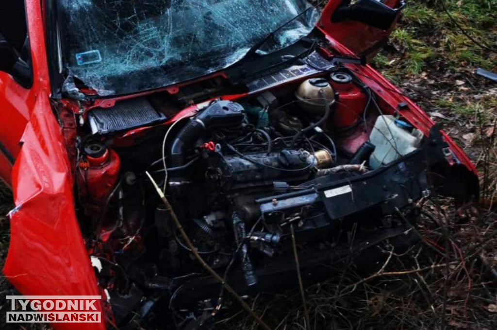 53-latek wjechał autem do rowu i uderzył w drzewo