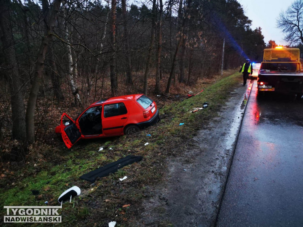 53-latek wjechał autem do rowu i uderzył w drzewo