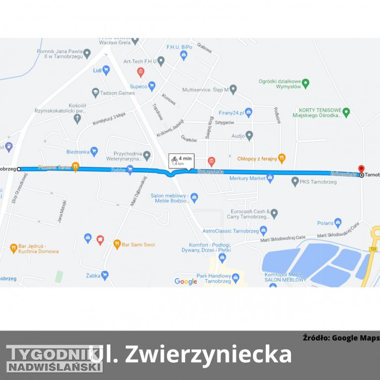 Drogowe inwestycje w Tarnobrzegu na mapach