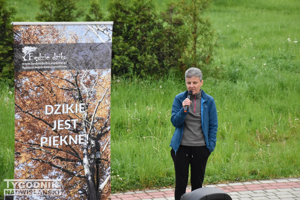 Protestuja przeciwko wycince drzew w Tarnobrzegu