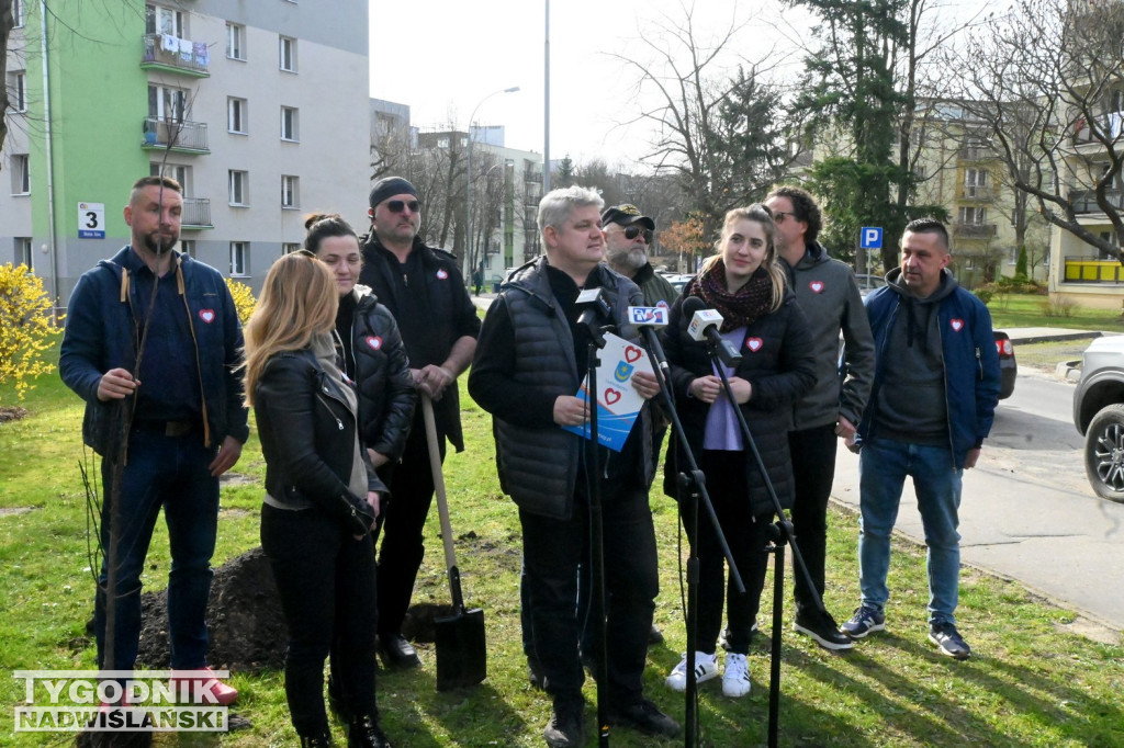 Sadzenie drzew przez kandydatów KO w Tarnobrzegu