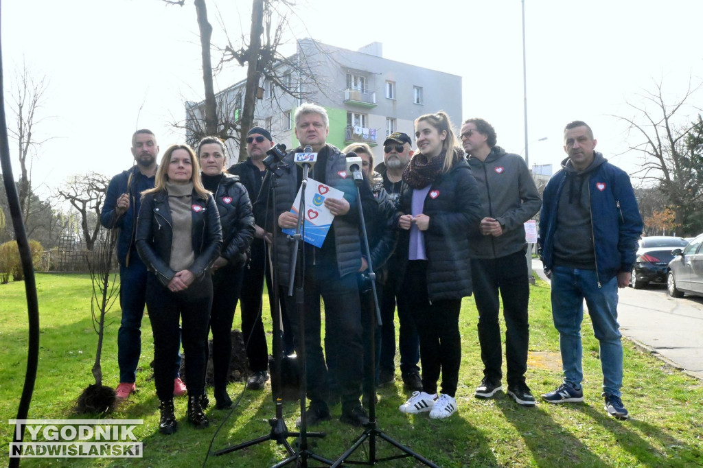 Sadzenie drzew przez kandydatów KO w Tarnobrzegu