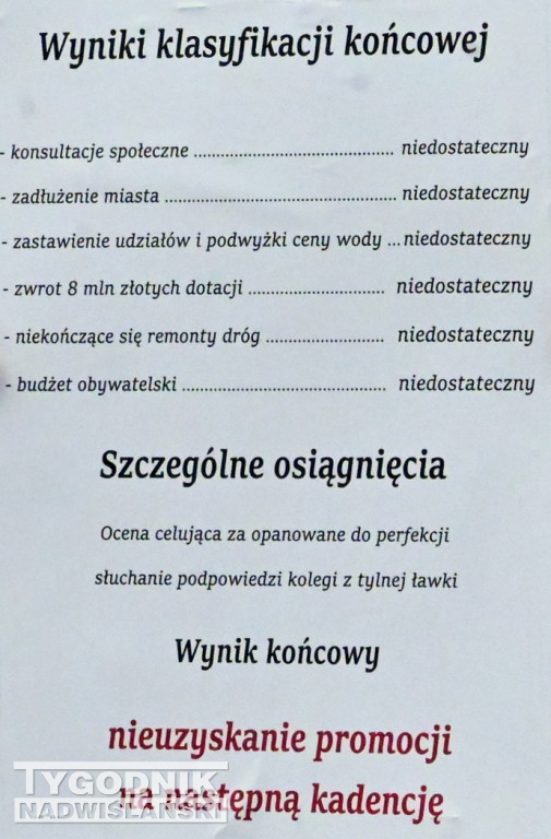 Kandydat Tomasz Stróż wystawił świadectwo prezydentowi