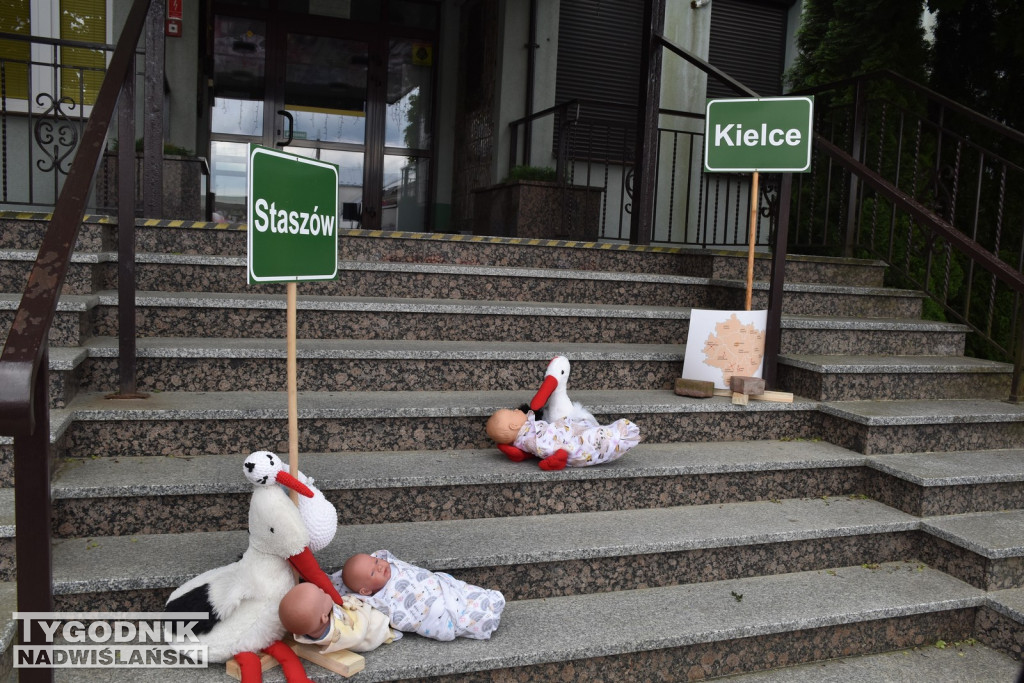 Manifestacja położnych w Staszowie