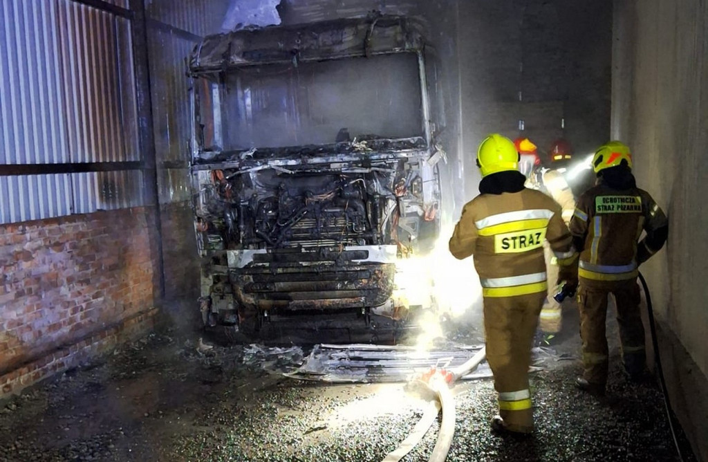 Pożar ciężarówki w gminie Samborzec