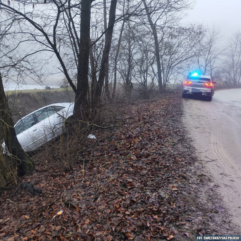 Audi wpadło do rowu i uderzyło w drzewo