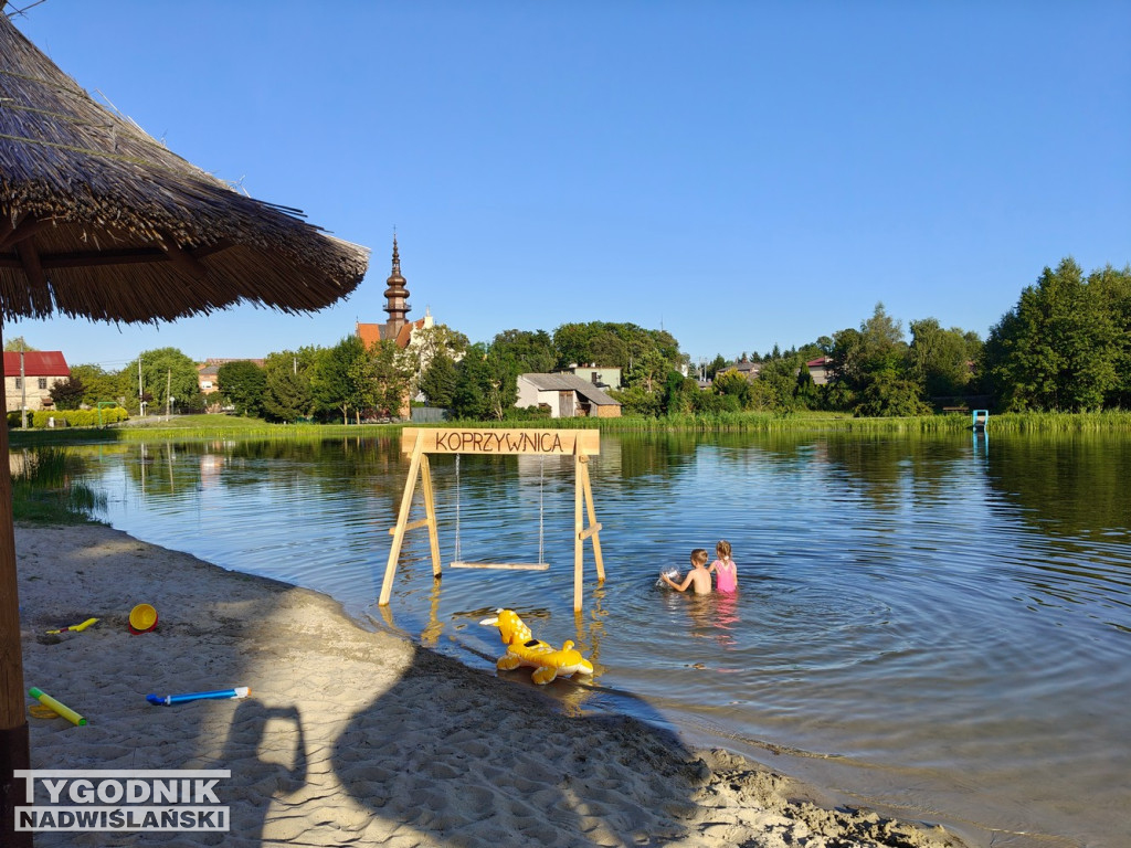 Huśtawka w wodzie nad zalewem w Koprzywnicy