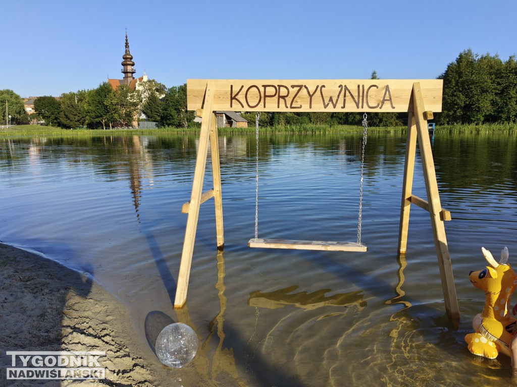 Huśtawka w wodzie nad zalewem w Koprzywnicy