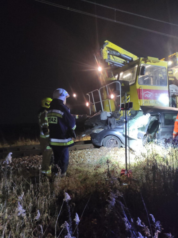 Zderzenie osobówki z pociągiem