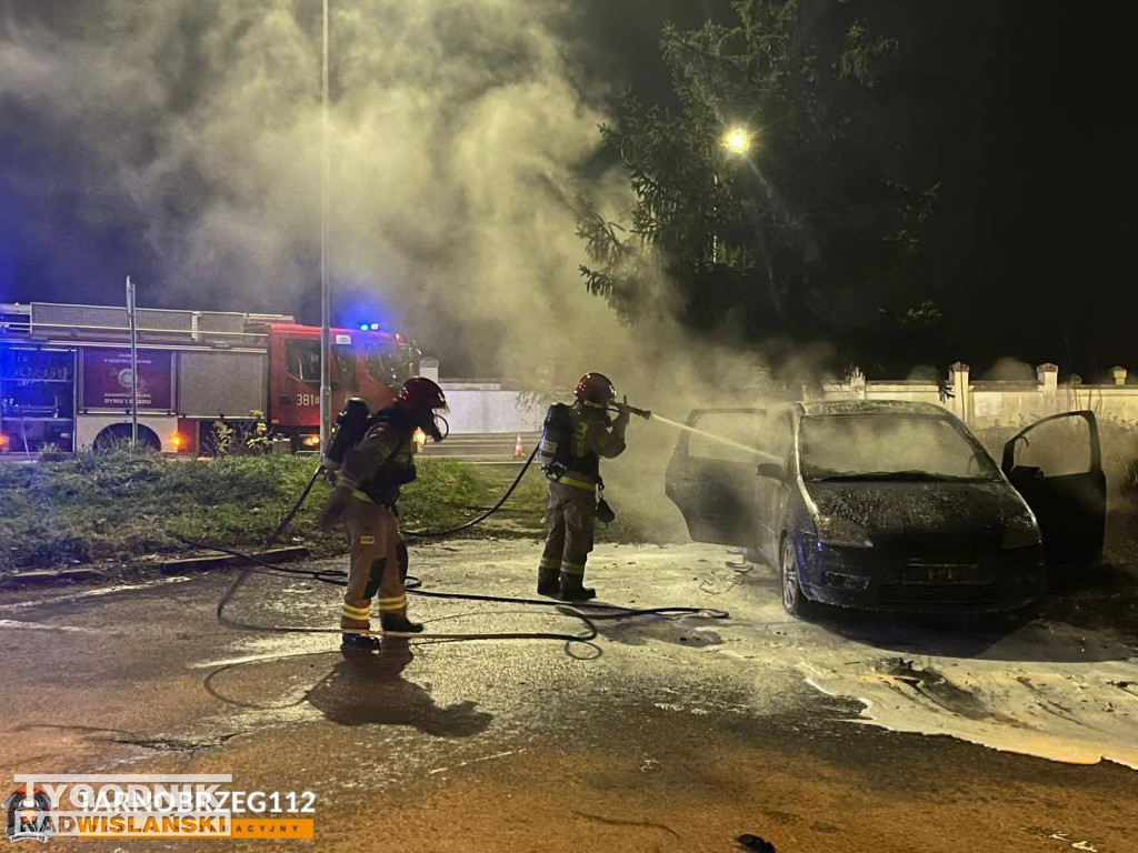Pożar samochodu w Tarnobrzegu