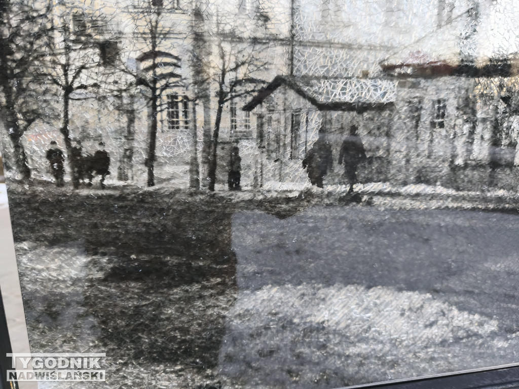 Zniszczona tablica w Tarnobrzegu