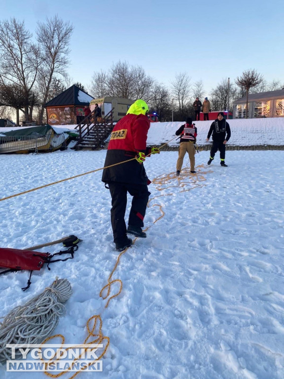 Strażacy ratują łabędzia na Jeziorze Tarnobrzeskim