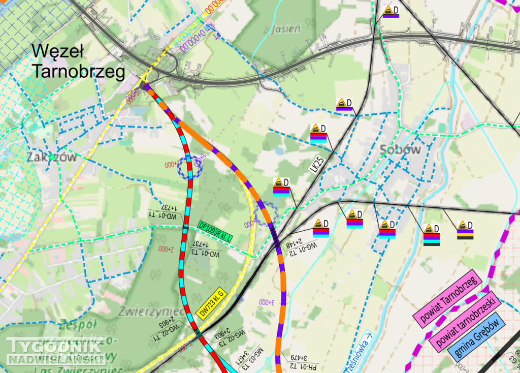 Pomarańczowy wariant trasy nowej Drogi Krajowej nr 9