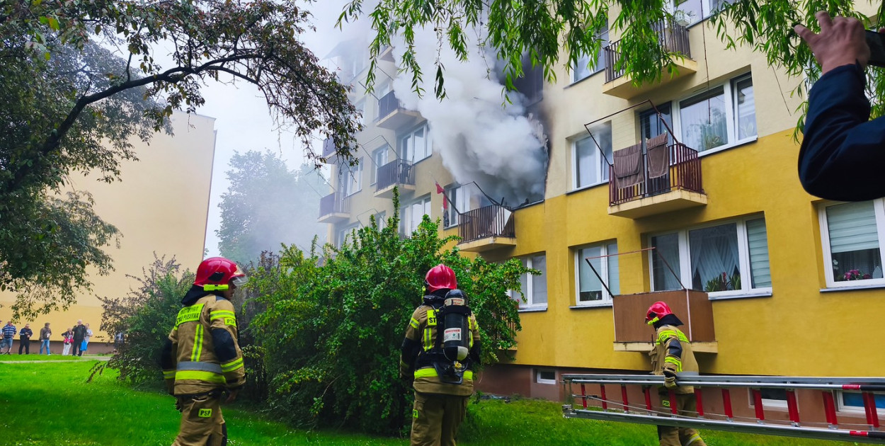 Pożar mieszkania na ul. Matejki w Tarnobrzegu