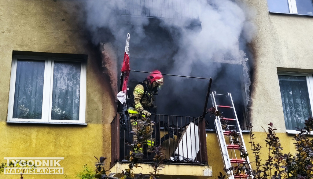Pożar mieszkania na ul. Matejki w Tarnobrzegu