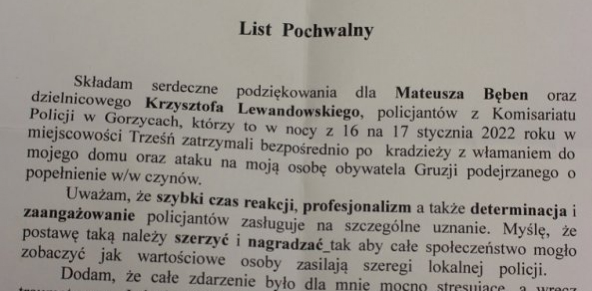 Tarnobrzeg, Gorzyce. Włamanie i kradzież w domu. Właściciel podziękował policji za
