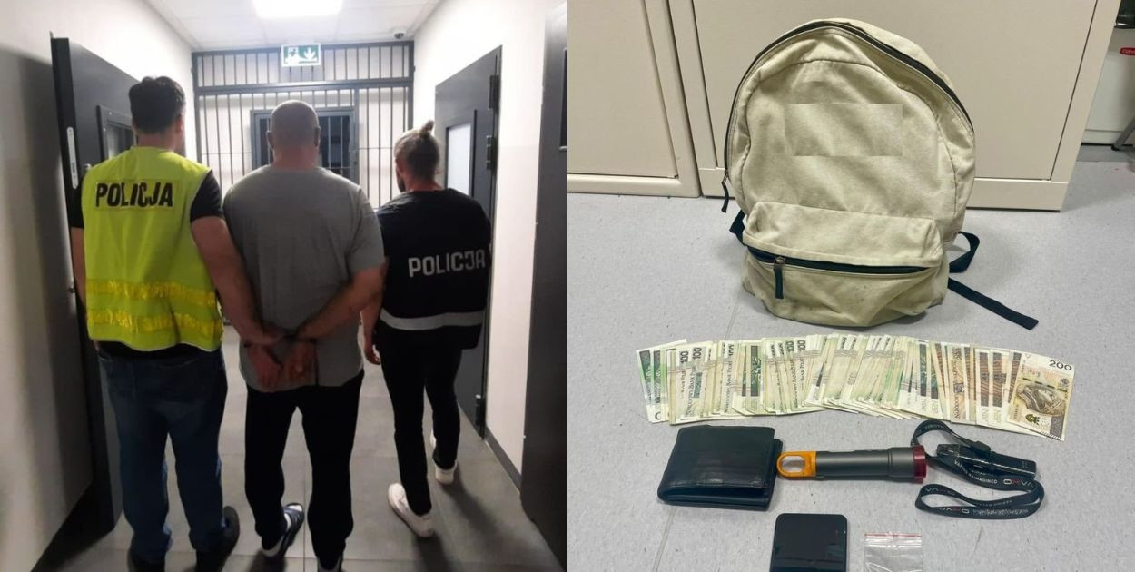 Sandomierz. 41-latek zatrzymany za rozbój. Połasił się an plecak z pieniędzmi