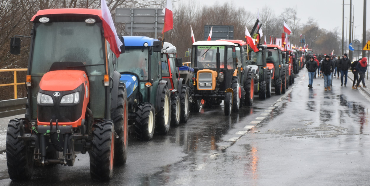 Protest rolników w Sandomierzu na początku lutego  