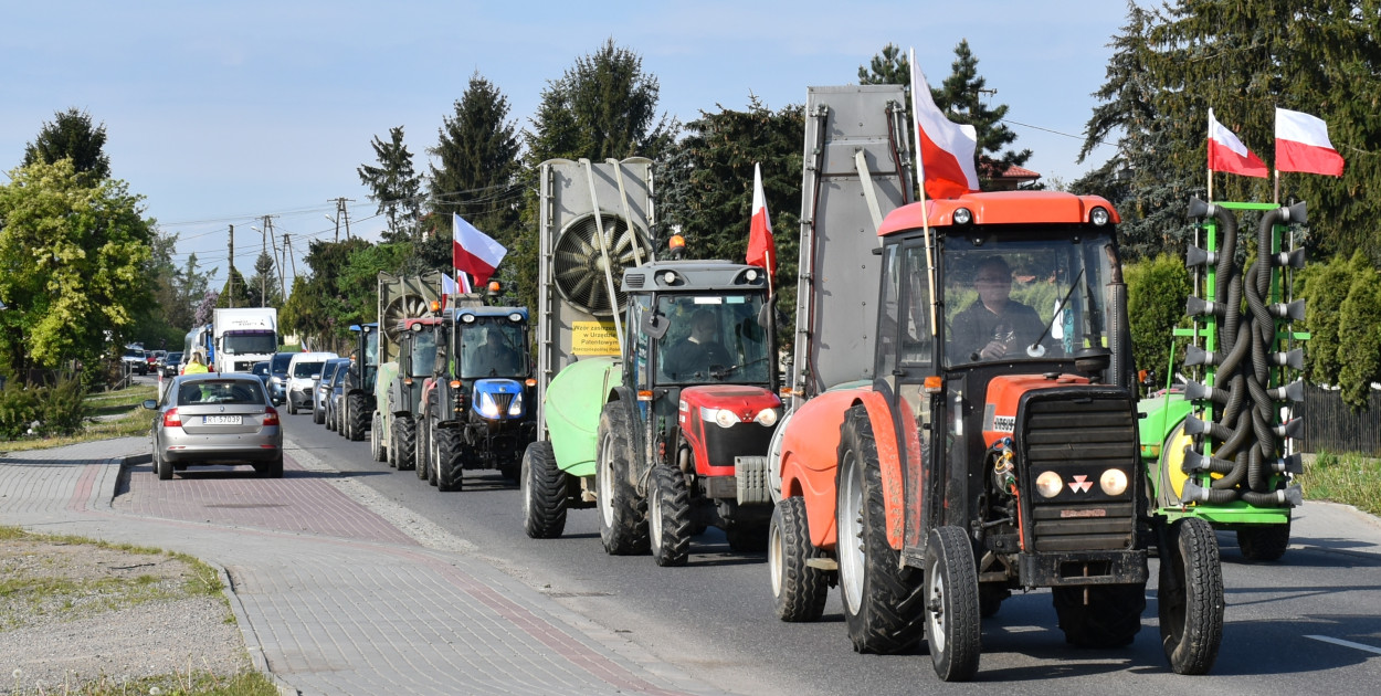 Protest rolników w Złotej w gminie Samborzec